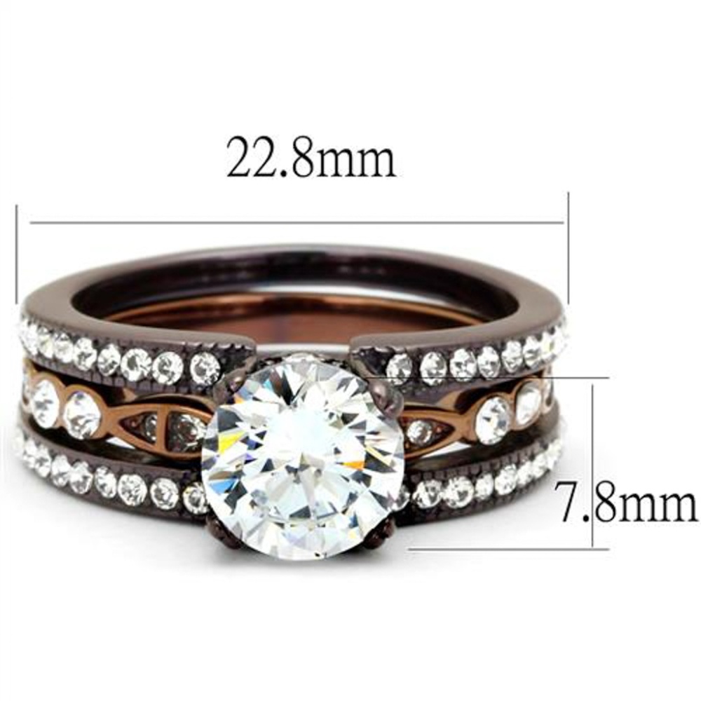 2.75 Ct Zirconia Stainless Steel Wedding Ring Set - Picture 2 of 5